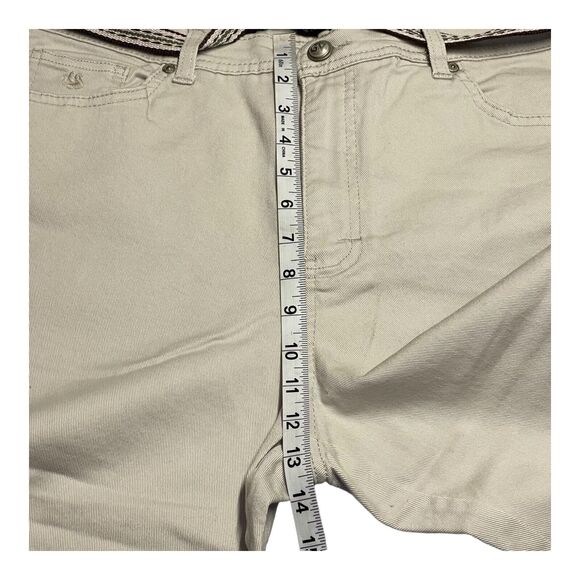 Gloria Vanderbilt Amanda Capri Jeans Womens 18 Ivory Cotton Stretch Belted Waist - Picture 6 of 8